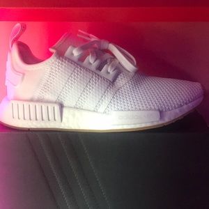 All white nmds with tan bottom